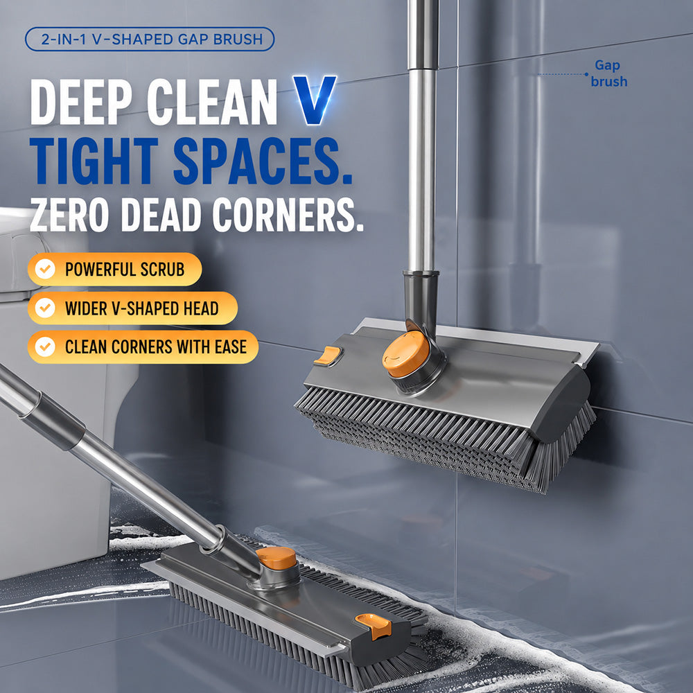 3-in-1 V-Groove Floor Scrub Brush